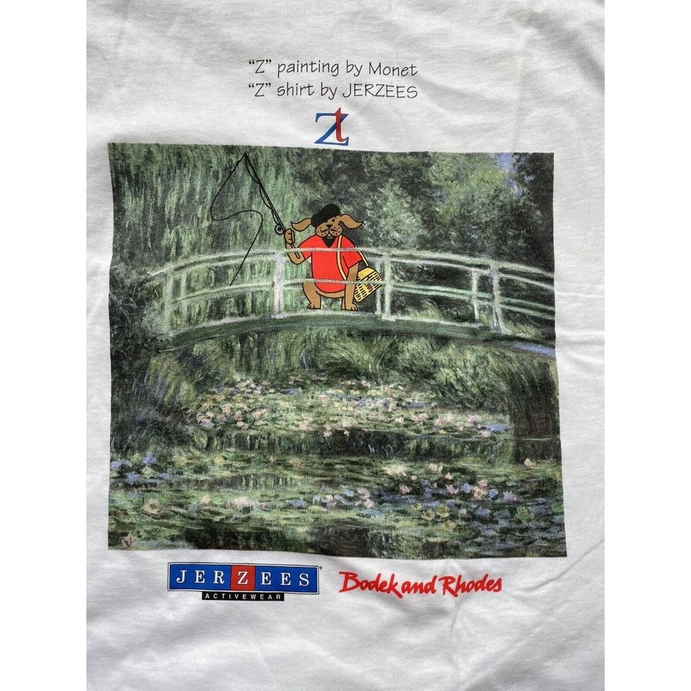 vtg JERZEES t-shirt XL Bodek Rhodes art print Monet screen printing 90s 00s y2k